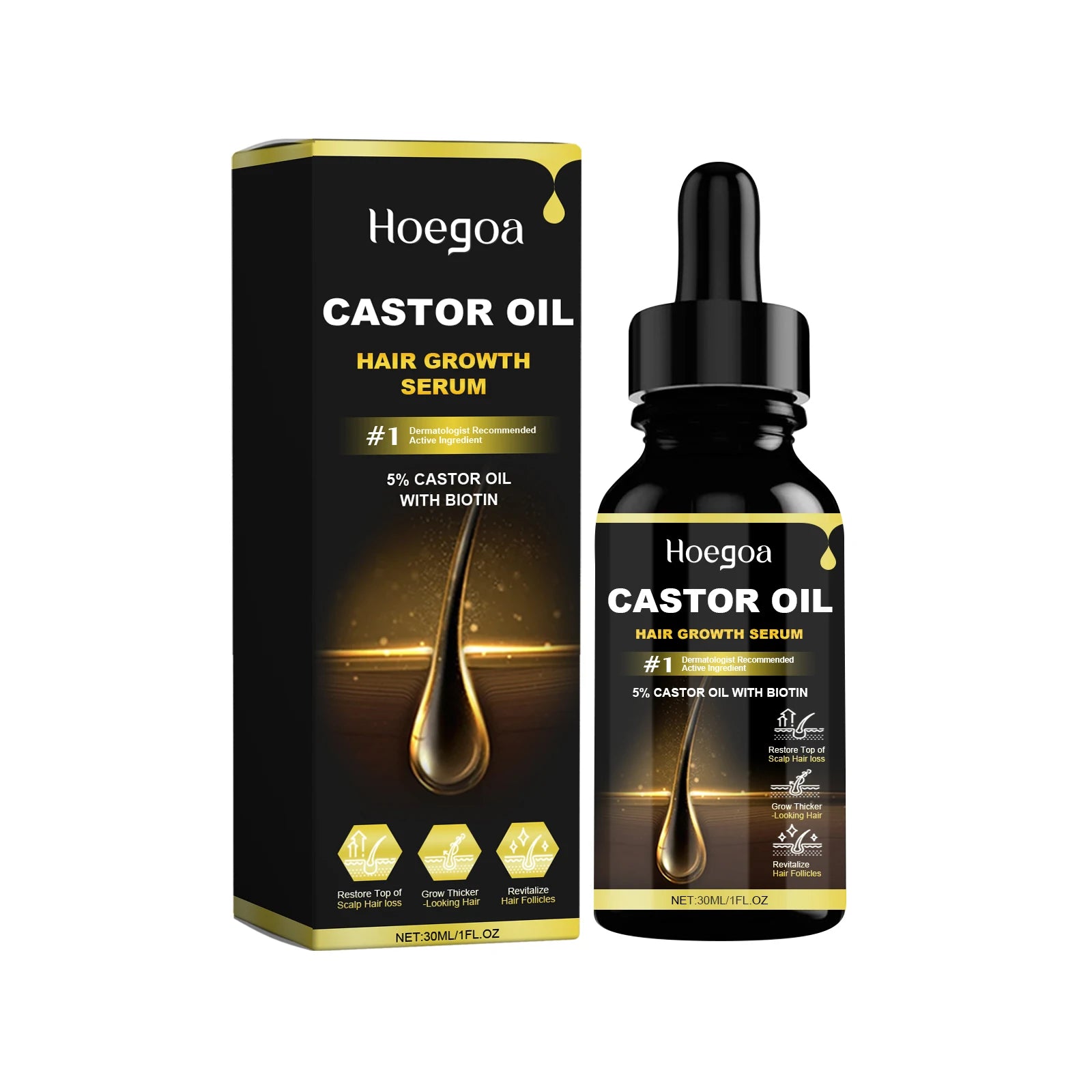 Hoegoa Castor Oil Hair Growth & Thickening Oil – 30ml