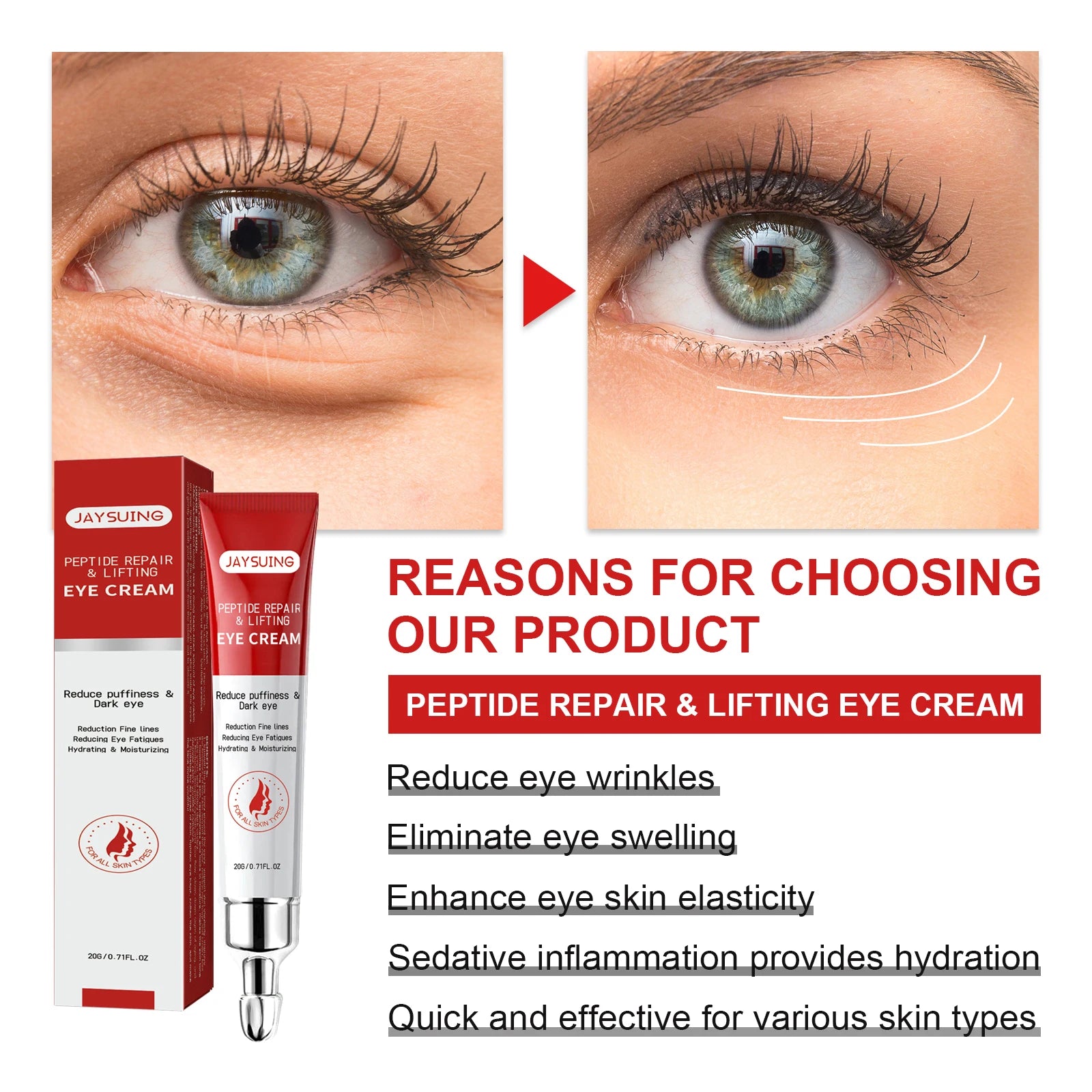 Jaysuing Peptide Eye Cream – Anti-Wrinkle & Dark Circle Treatment