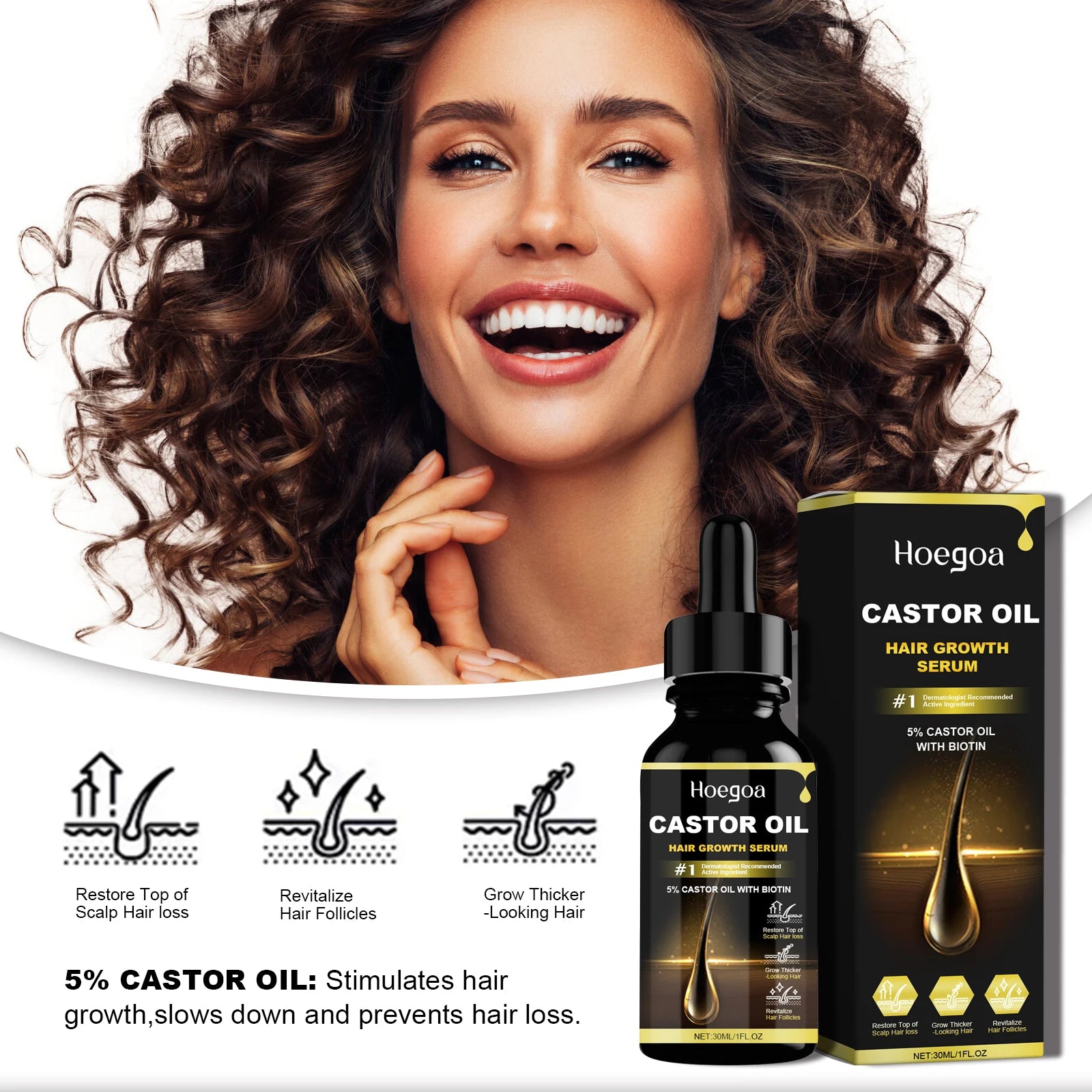 Hoegoa Castor Oil Hair Growth & Thickening Oil – 30ml