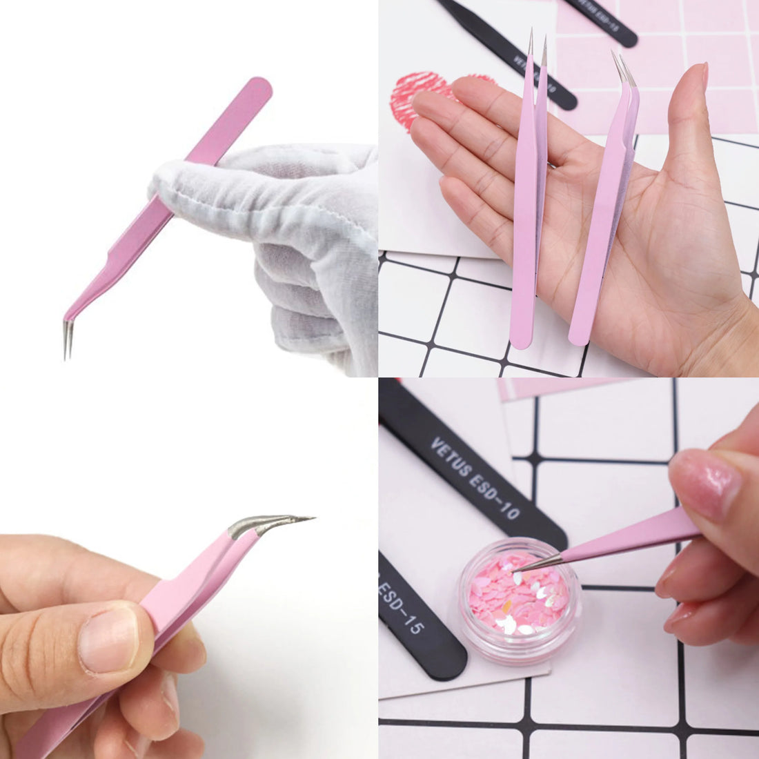 Stainless Steel Eyelash Extension Tweezers – Curved & Straight