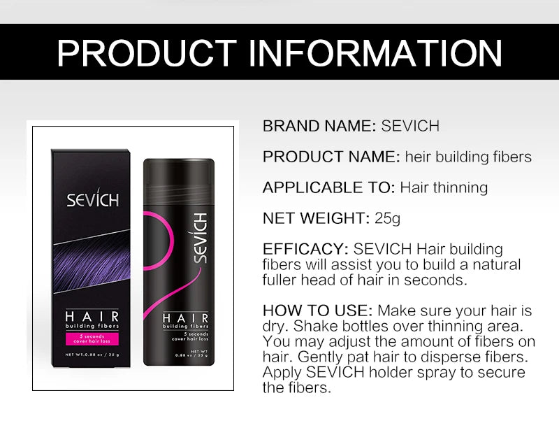 Sevich Hair Building Fibers – 25g Keratin Hair Thicker