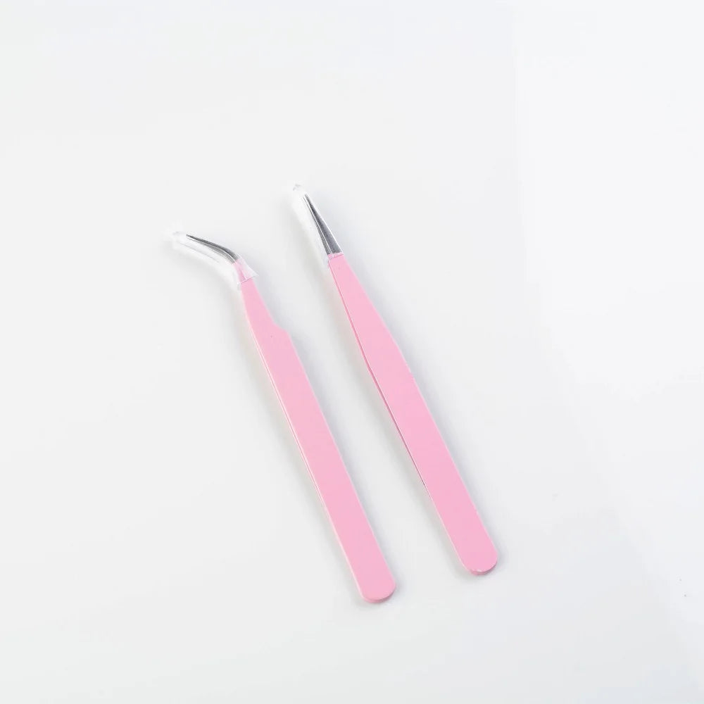 Stainless Steel Eyelash Extension Tweezers – Curved & Straight