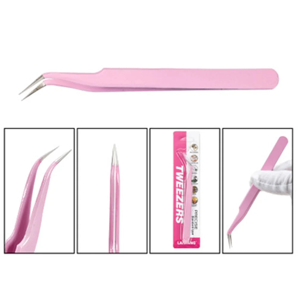 Stainless Steel Eyelash Extension Tweezers – Curved & Straight