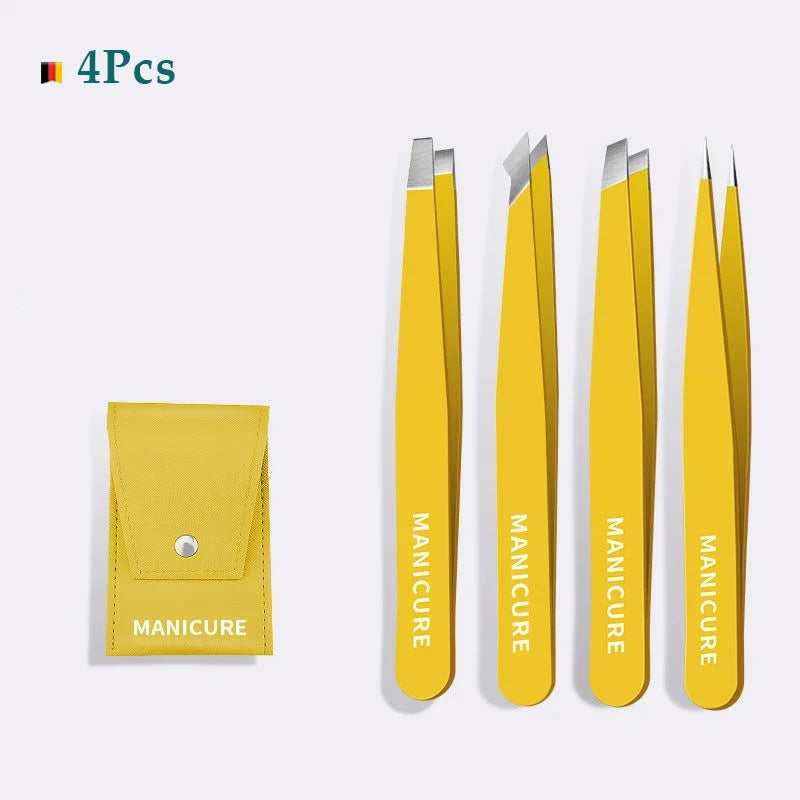 4PCS Colorful Stainless Steel Eyebrow Tweezers