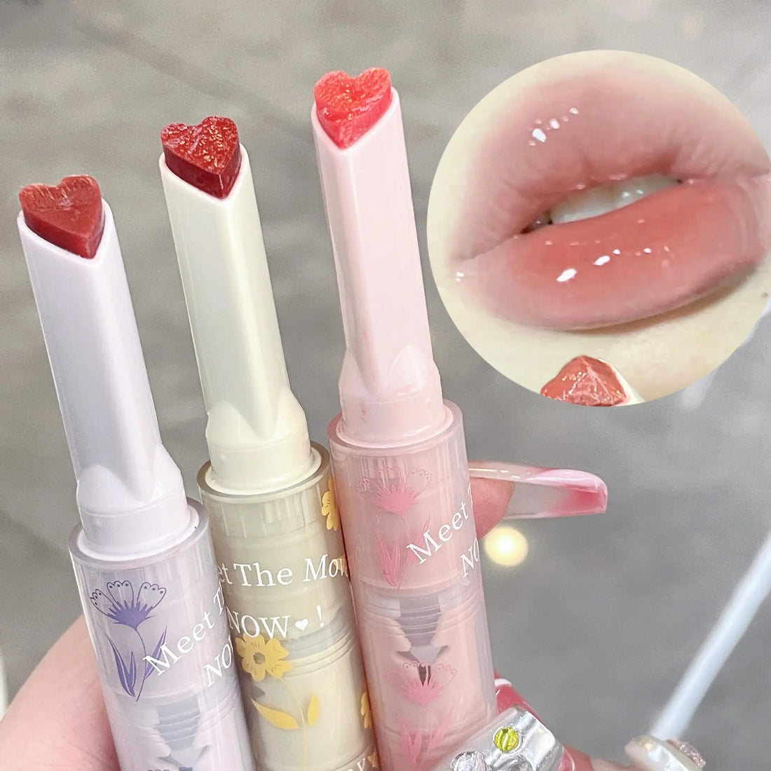 Water-Light Mirror Glitter Lip Glaze – Heart Shape