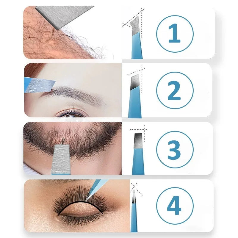 4PCS Colorful Stainless Steel Eyebrow Tweezers