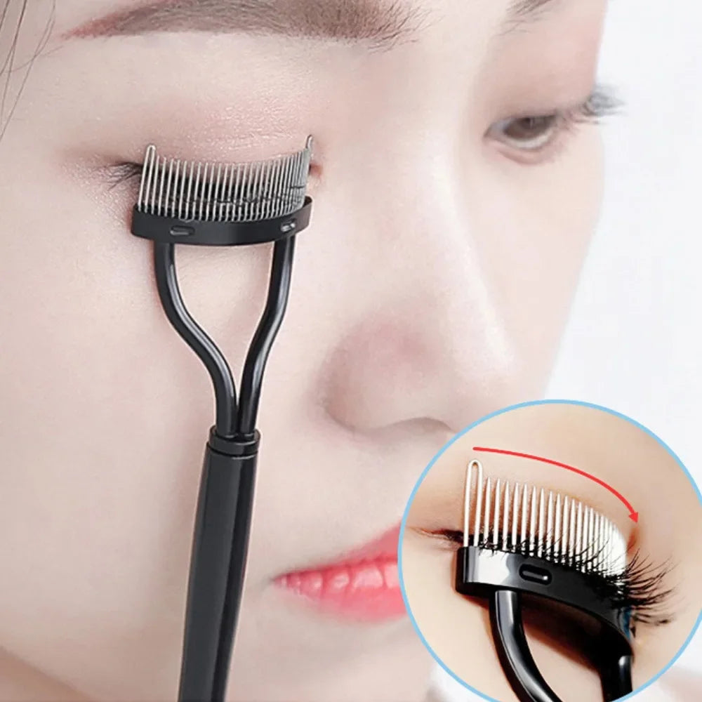 2-in-1 Folding Eyelash Curler & Brush Comb