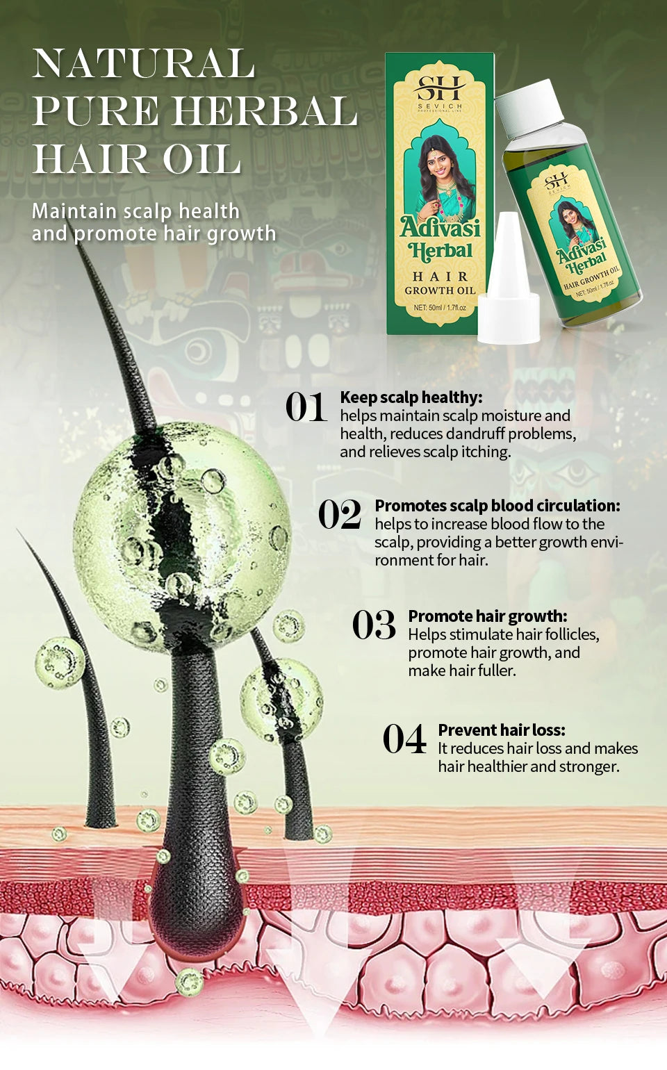 Ayurvedic Hair Growth Oil – Organic Hair Regrowth Serum