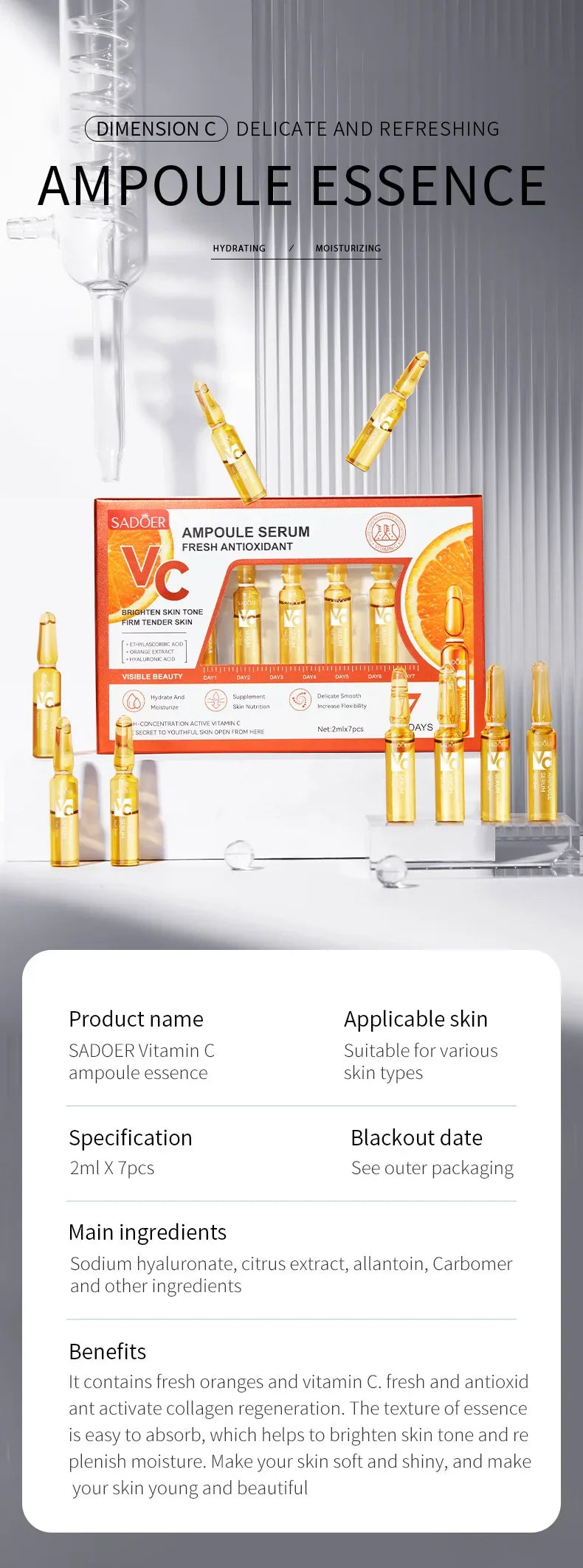Vitamin C Whitening Face Serum – Dark Spot & Wrinkle Reducer