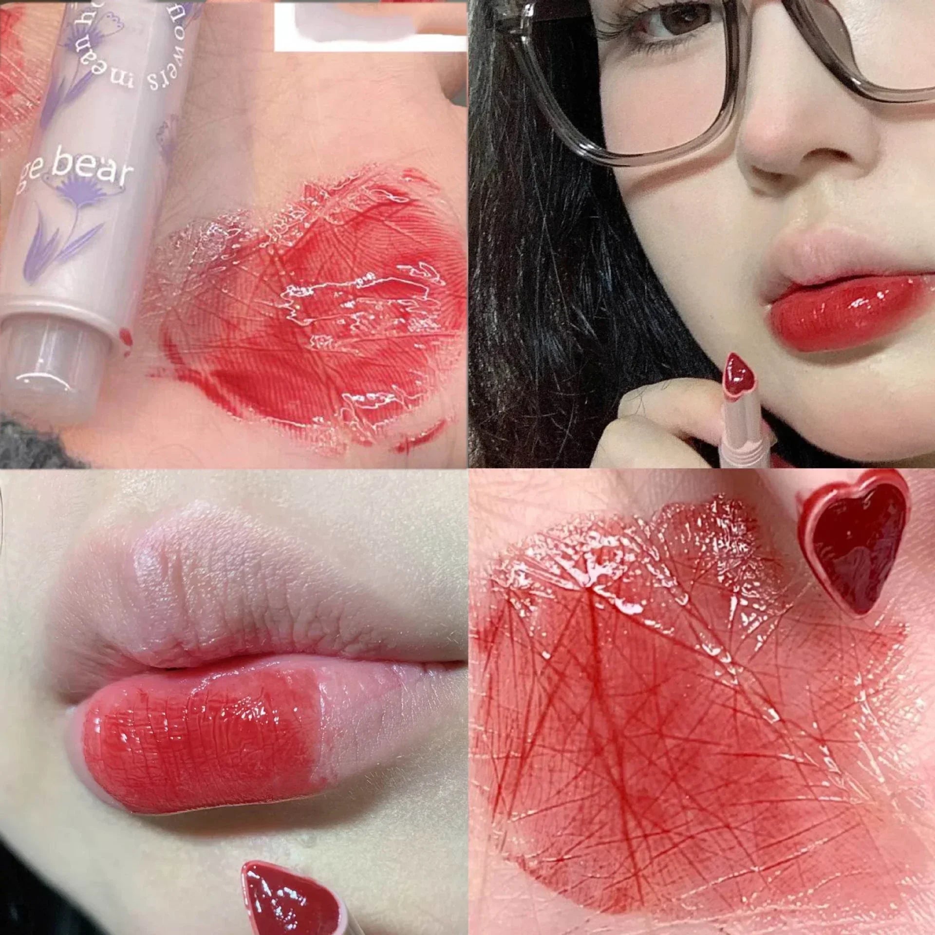Water-Light Mirror Glitter Lip Glaze – Heart Shape