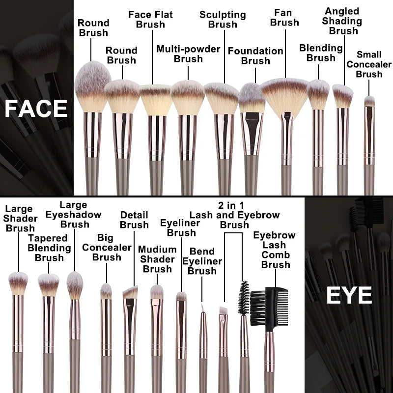 3-20PCS Makeup Brush Set with Storage Box