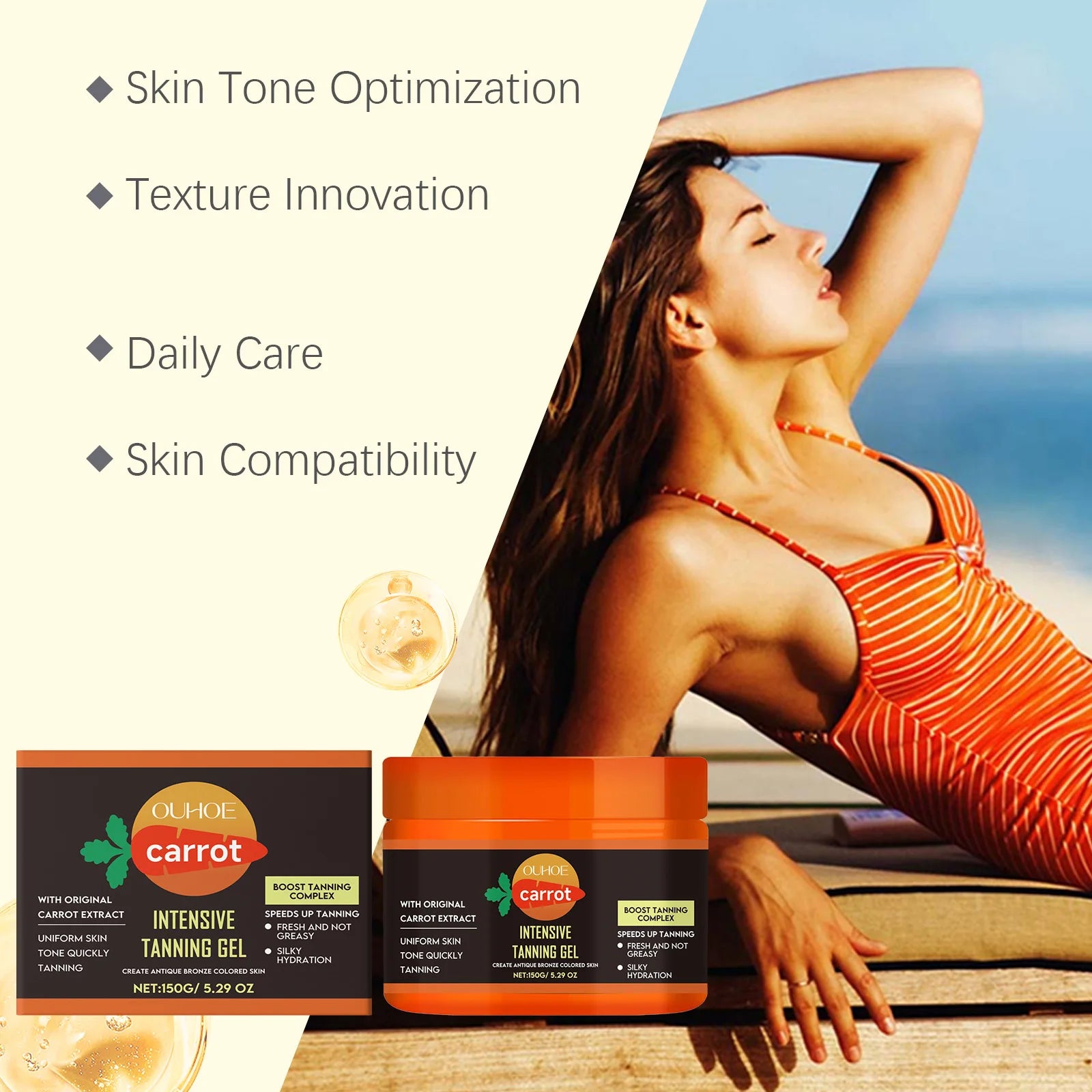 Carrot Tanning Gel – Hydrating Sunless Tan for Face & Body