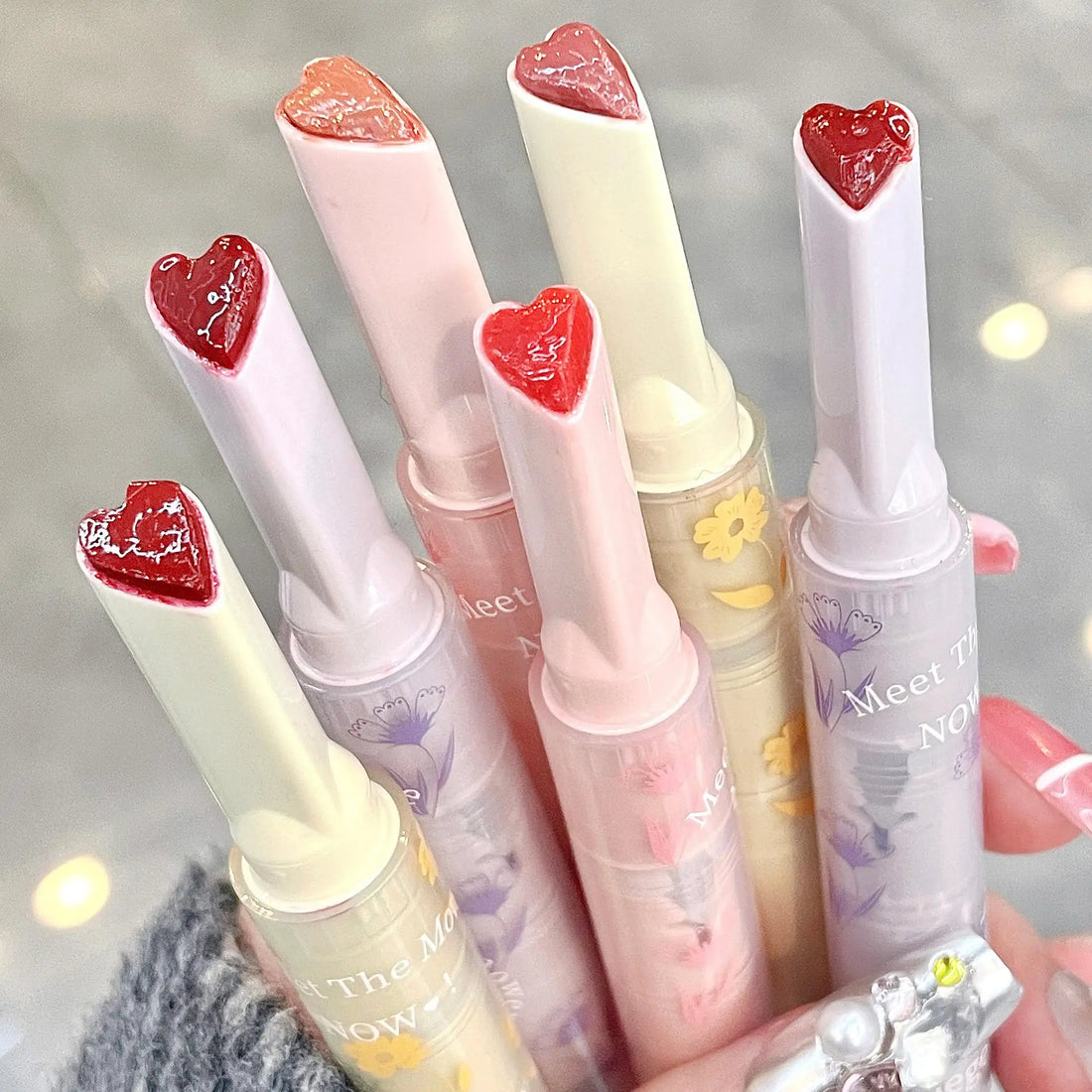 Water-Light Mirror Glitter Lip Glaze – Heart Shape