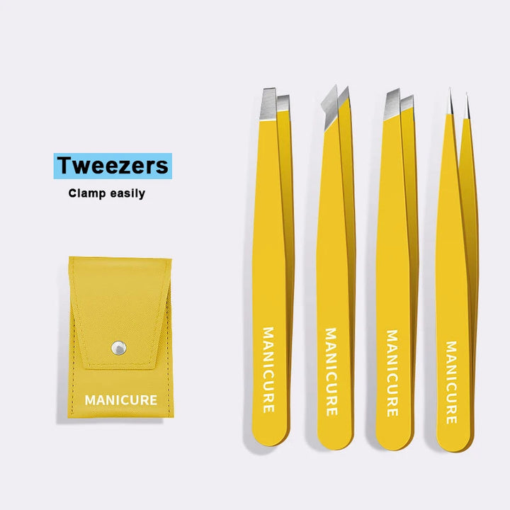 4PCS Colorful Stainless Steel Eyebrow Tweezers