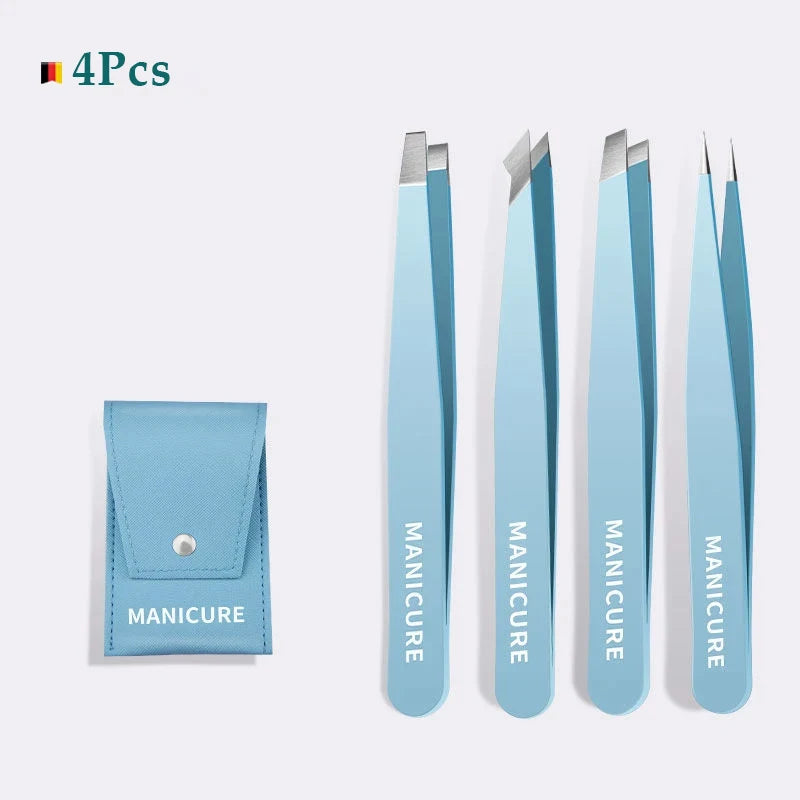 4PCS Colorful Stainless Steel Eyebrow Tweezers