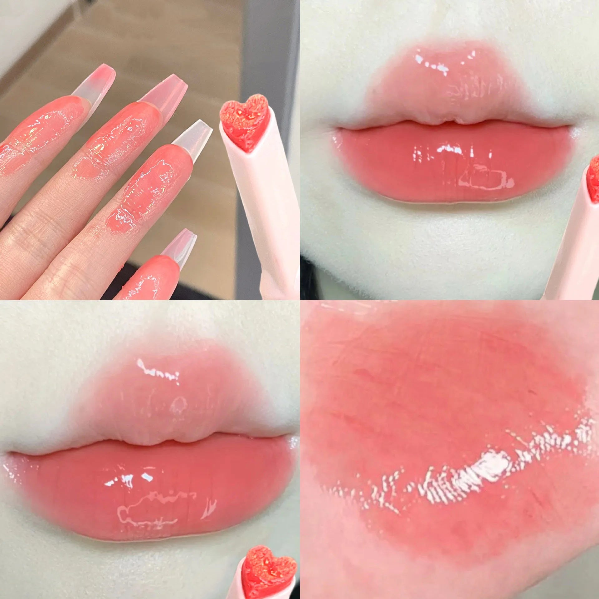 Water-Light Mirror Glitter Lip Glaze – Heart Shape