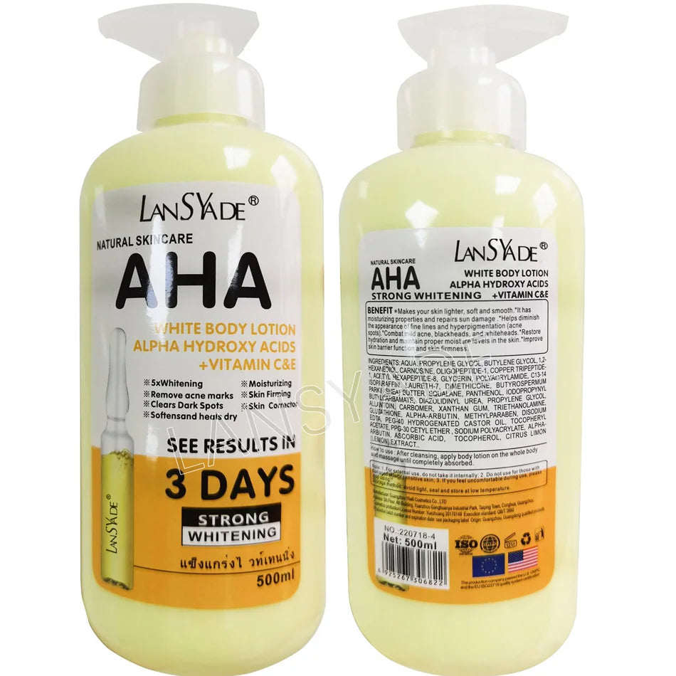 500ml Whitening Body Lotion – AHA + Vitamin C & E