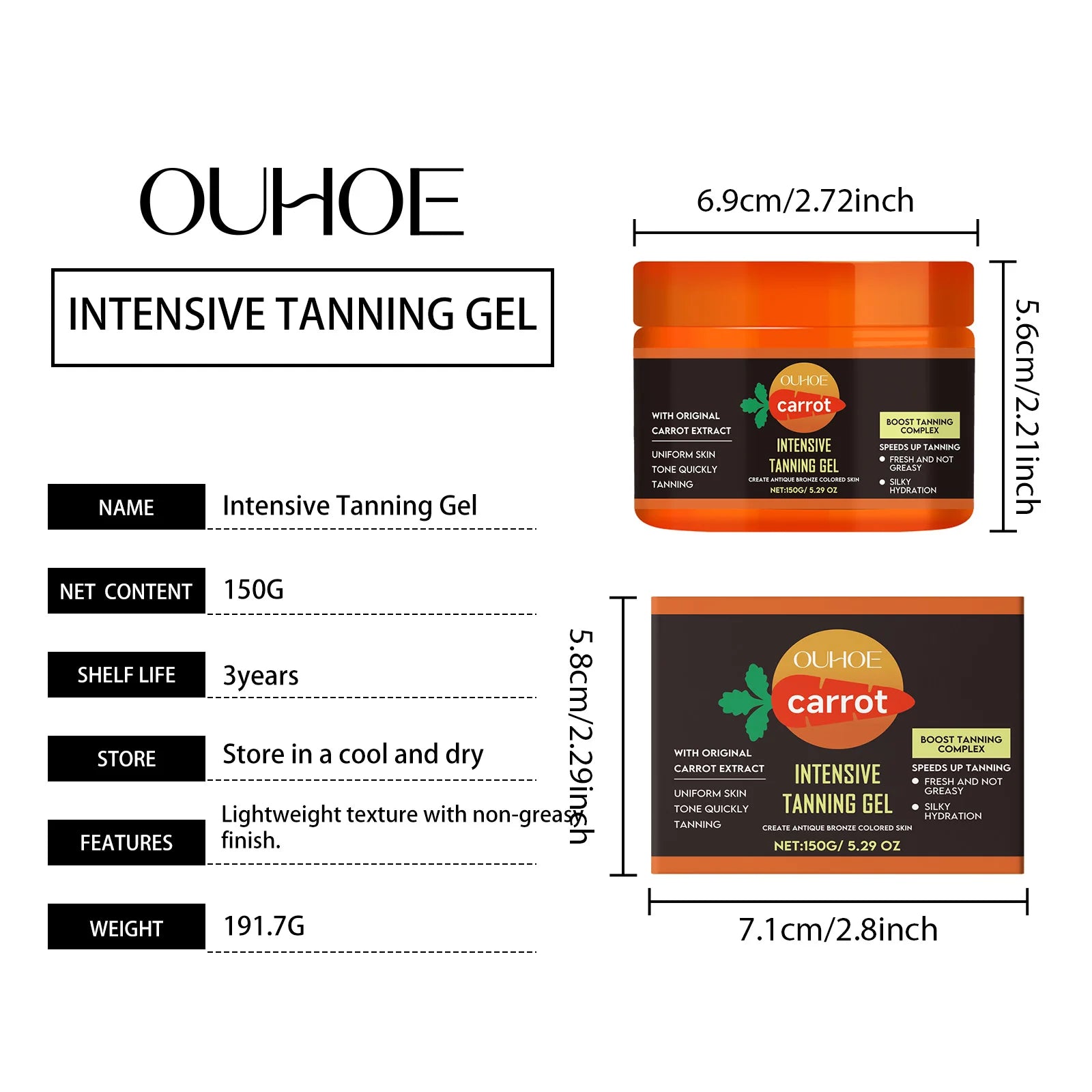 Carrot Tanning Gel – Hydrating Sunless Tan for Face & Body
