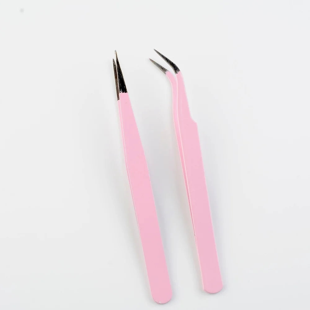 Stainless Steel Eyelash Extension Tweezers – Curved & Straight